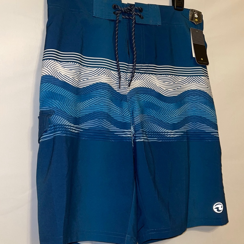 Ocean Current Blue Wave Pattern Swim Trunks